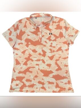 Under Armour Womens Large Pink Fitted Golf Polo Shirt Collared Zinger Novelty